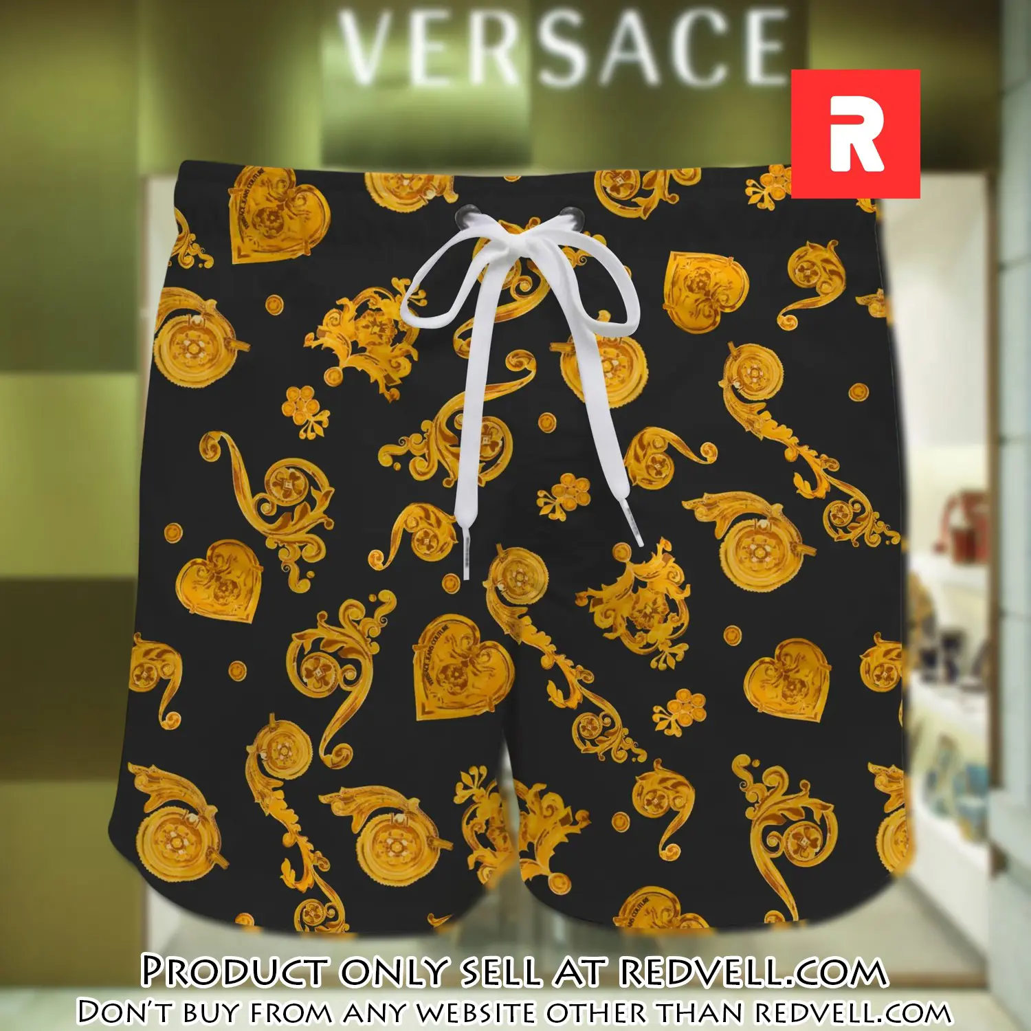 Versace golden black pattern luxury all over print shorts rv4631118